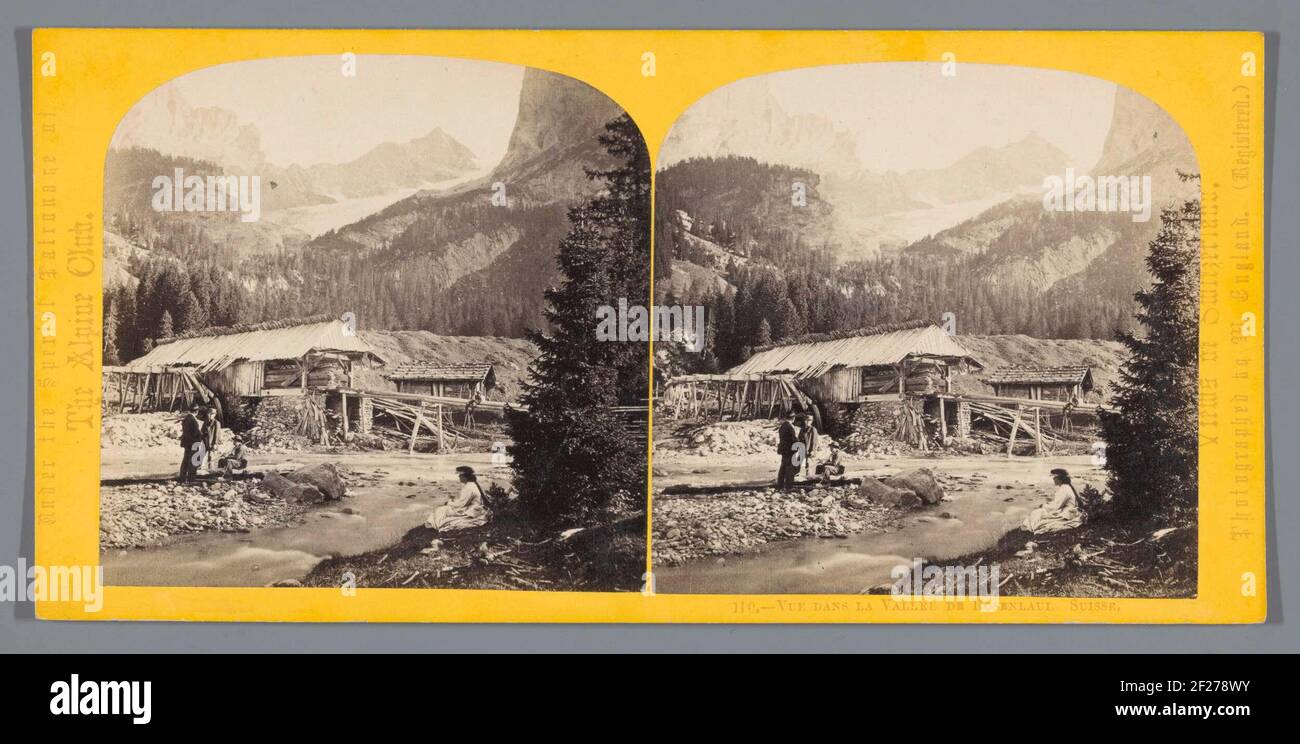 Photo Stéréo Ancienne - Glacier De Rosenlaui Suisse - Format 8,5x17 Cm - Sépia - Original