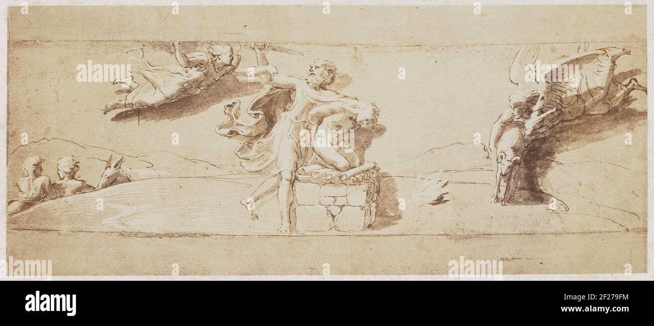 Reproduction photo du dessin de Raphaël du château de Windsor, Abraham offre Izak .. Banque D'Images