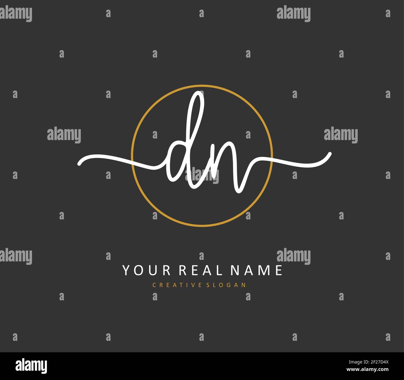 D N DN lettre initiale écriture manuscrite et logo de signature. Un ...