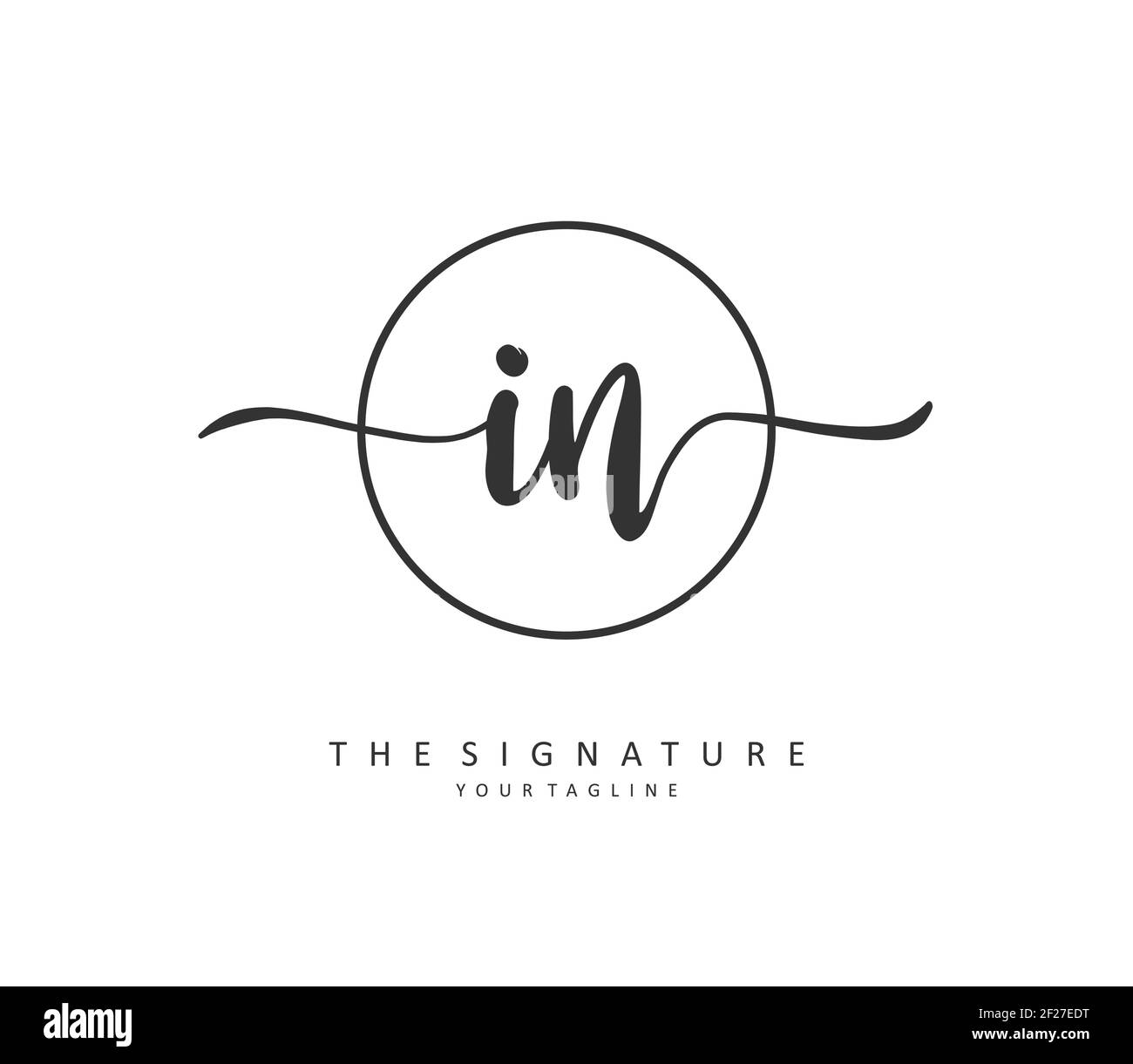 I N DANS la lettre initiale écriture manuscrite et logo de signature. Un concept d'écriture manuscrite logo initial avec élément de modèle. Illustration de Vecteur