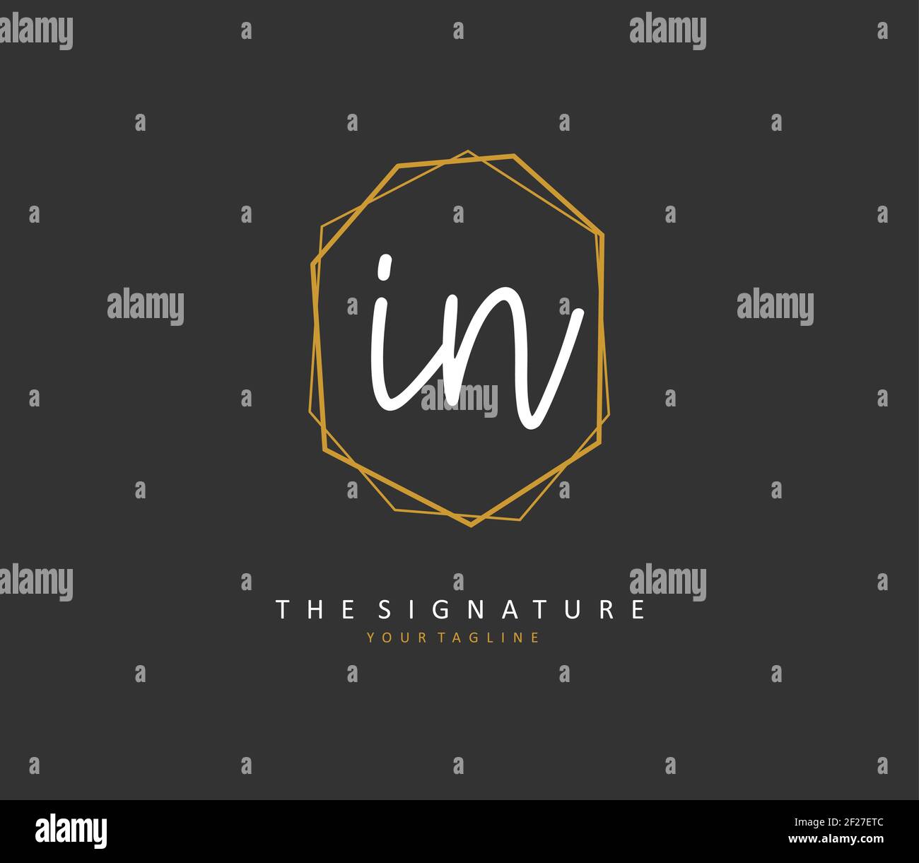 I N DANS la lettre initiale écriture manuscrite et logo de signature. Un concept d'écriture manuscrite logo initial avec élément de modèle. Illustration de Vecteur