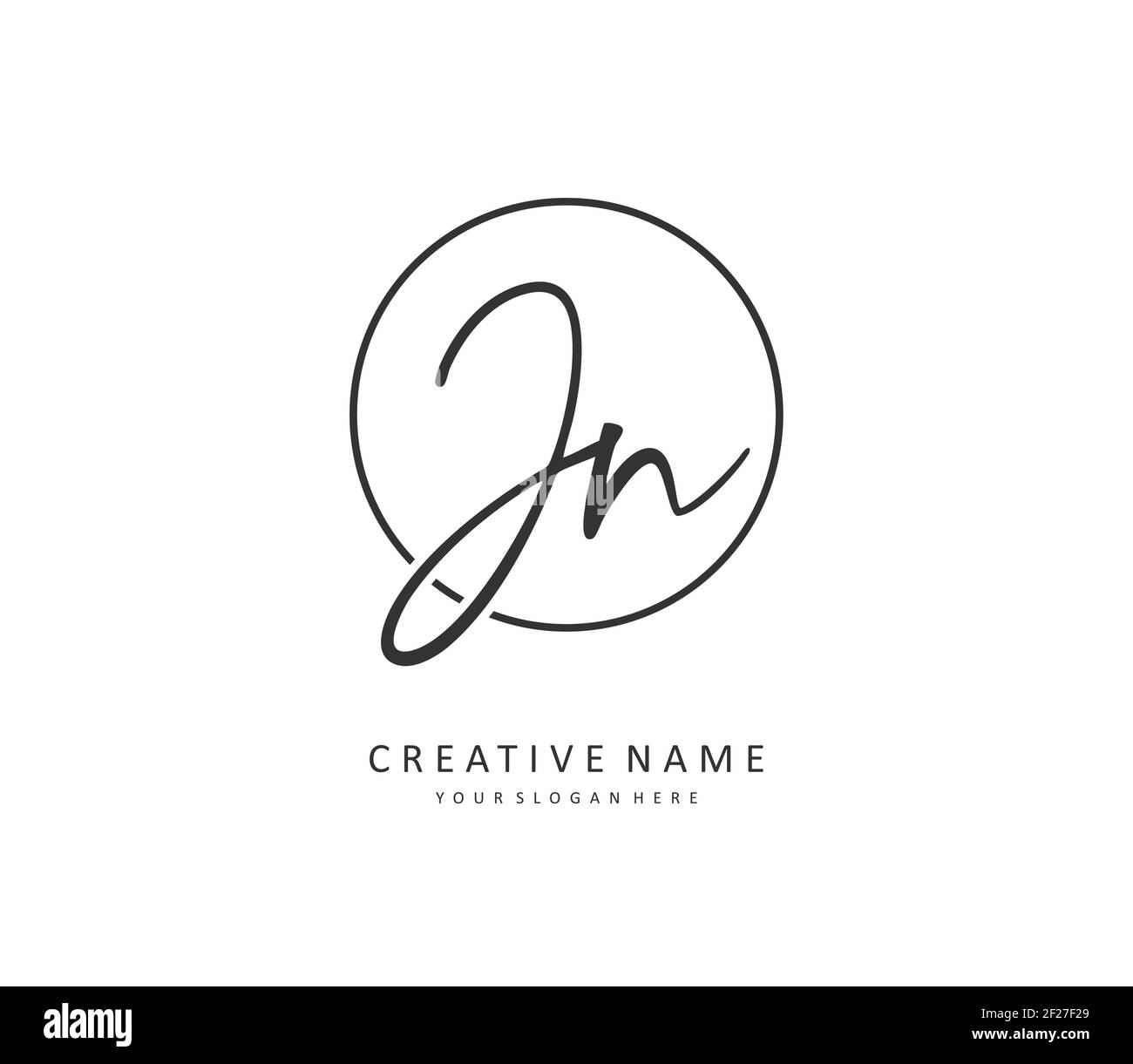 J N JN lettre initiale écriture manuscrite et logo de signature. Un concept d'écriture manuscrite logo initial avec élément de modèle. Illustration de Vecteur