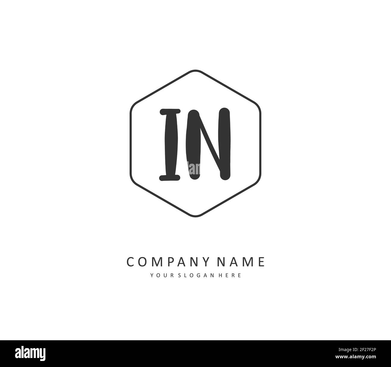 I N DANS la lettre initiale écriture manuscrite et logo de signature. Un concept d'écriture manuscrite logo initial avec élément de modèle. Illustration de Vecteur