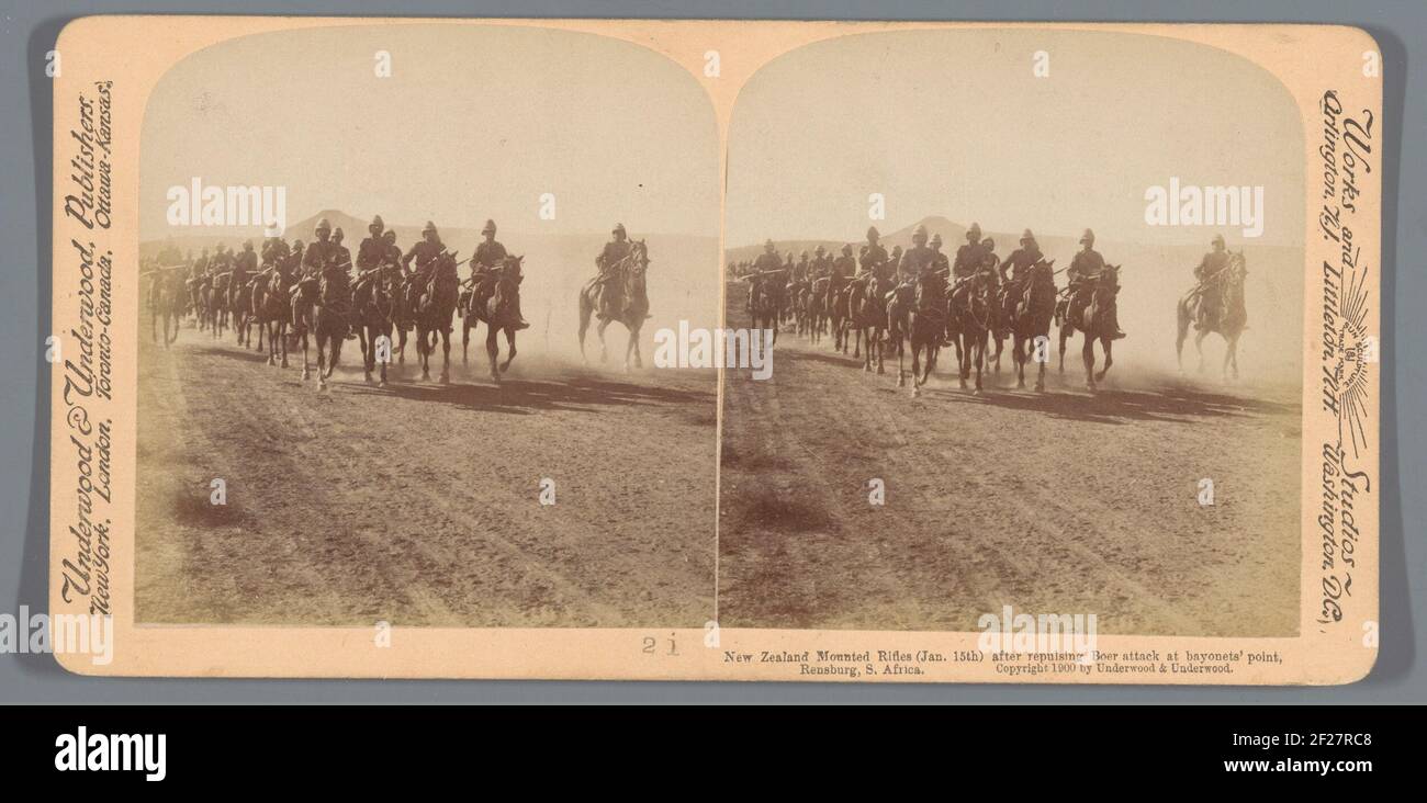 Carabines montées en Nouvelle-Zélande (janv 15th) après une attaque de Boer à la pointe des bayonets, Rensburg, Afrique du Sud. Banque D'Images