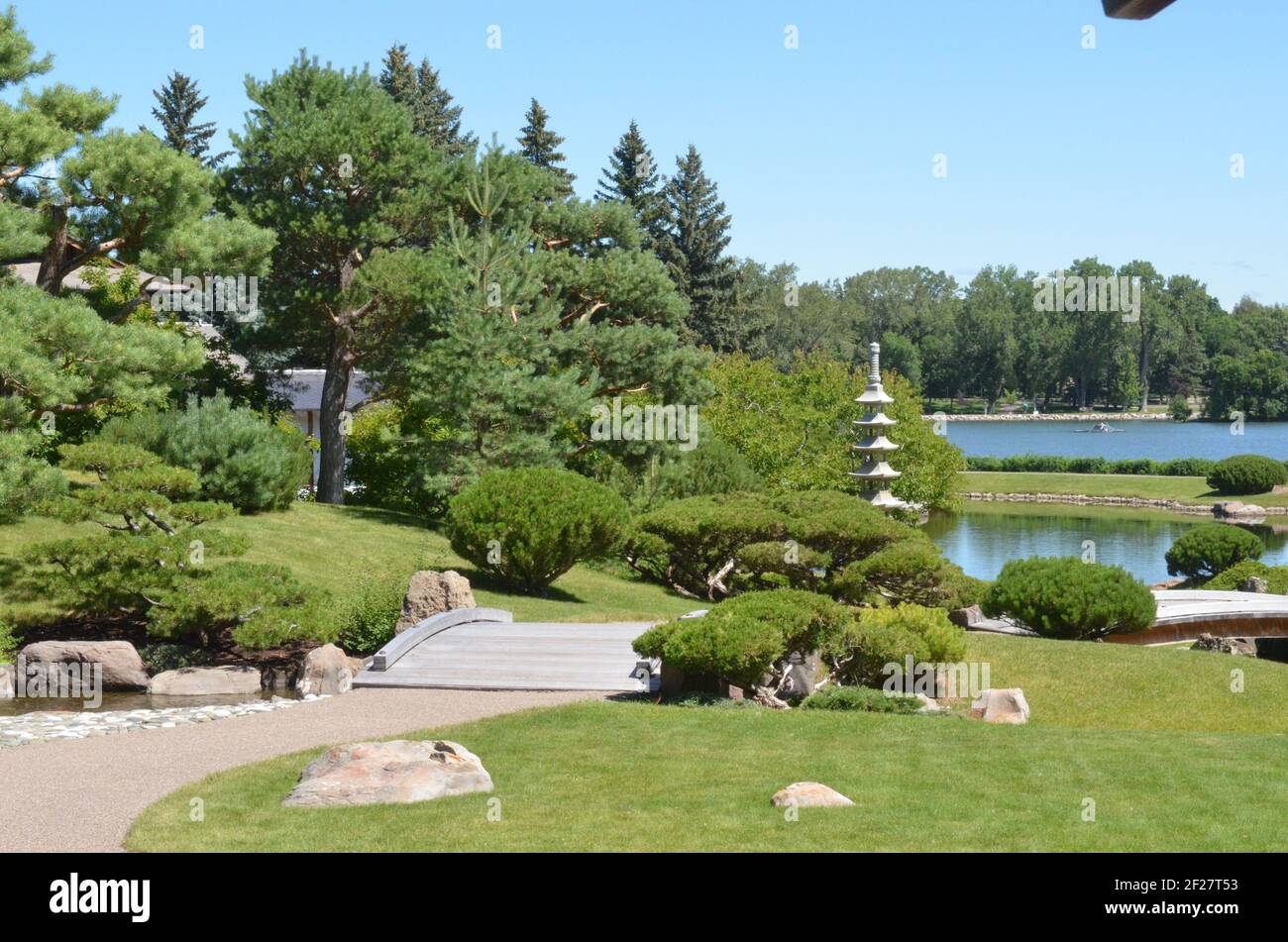 Vues sur le jardin japonais Nikka Yuko à Lethbridge, Alberta Canada Banque D'Images