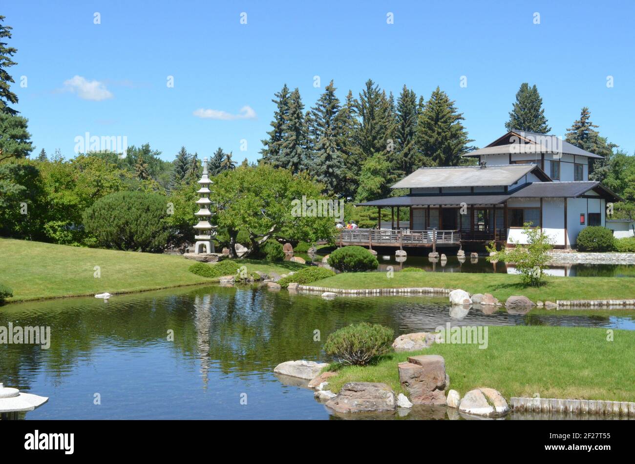 Vues sur le jardin japonais Nikka Yuko à Lethbridge, Alberta Canada Banque D'Images