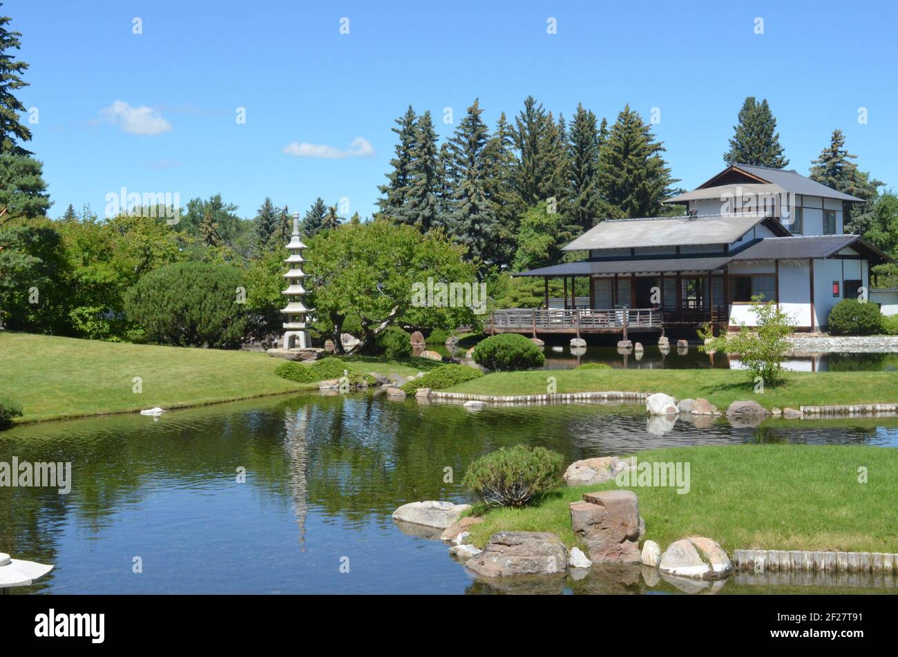 Vues sur le jardin japonais Nikka Yuko à Lethbridge, Alberta Canada Banque D'Images