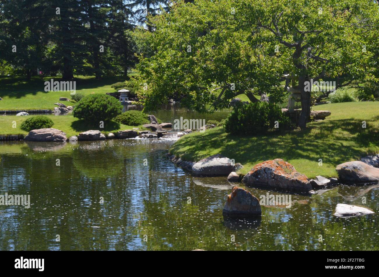 Vues sur le jardin japonais Nikka Yuko à Lethbridge, Alberta Canada Banque D'Images
