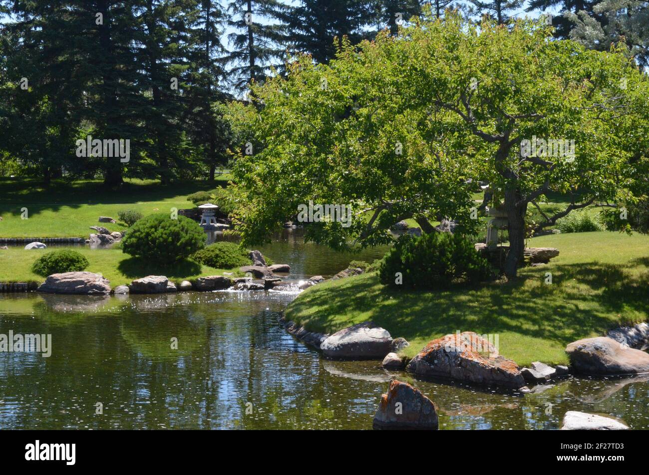 Vues sur le jardin japonais Nikka Yuko à Lethbridge, Alberta Canada Banque D'Images