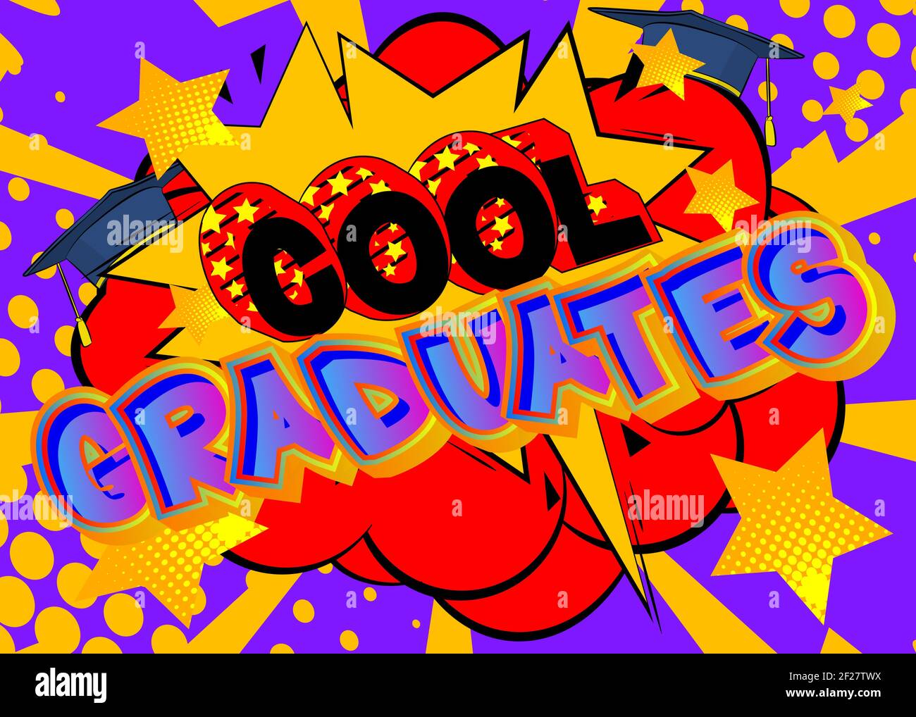 Diplome Fin De L Annee Scolaire Mots Lies Citation Sur Le Fond De Style De Livre De Comic Affiche Banniere Modele Expression D Explosion De Dessins Animes Vvecto Image Vectorielle Stock Alamy