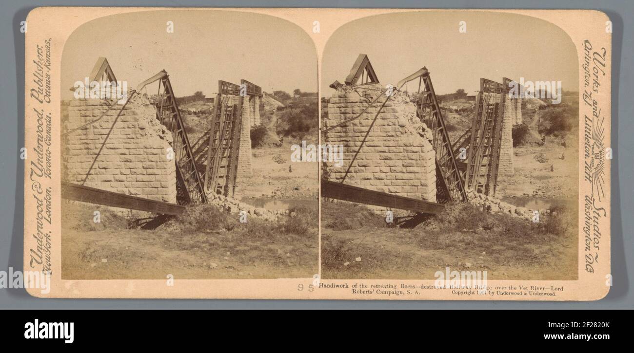 Handiwork des Boers en retraite, détruit les ponts ferroviaires au-dessus de la rivière Vet - campagne de Lord Roberts, S.A.. Banque D'Images
