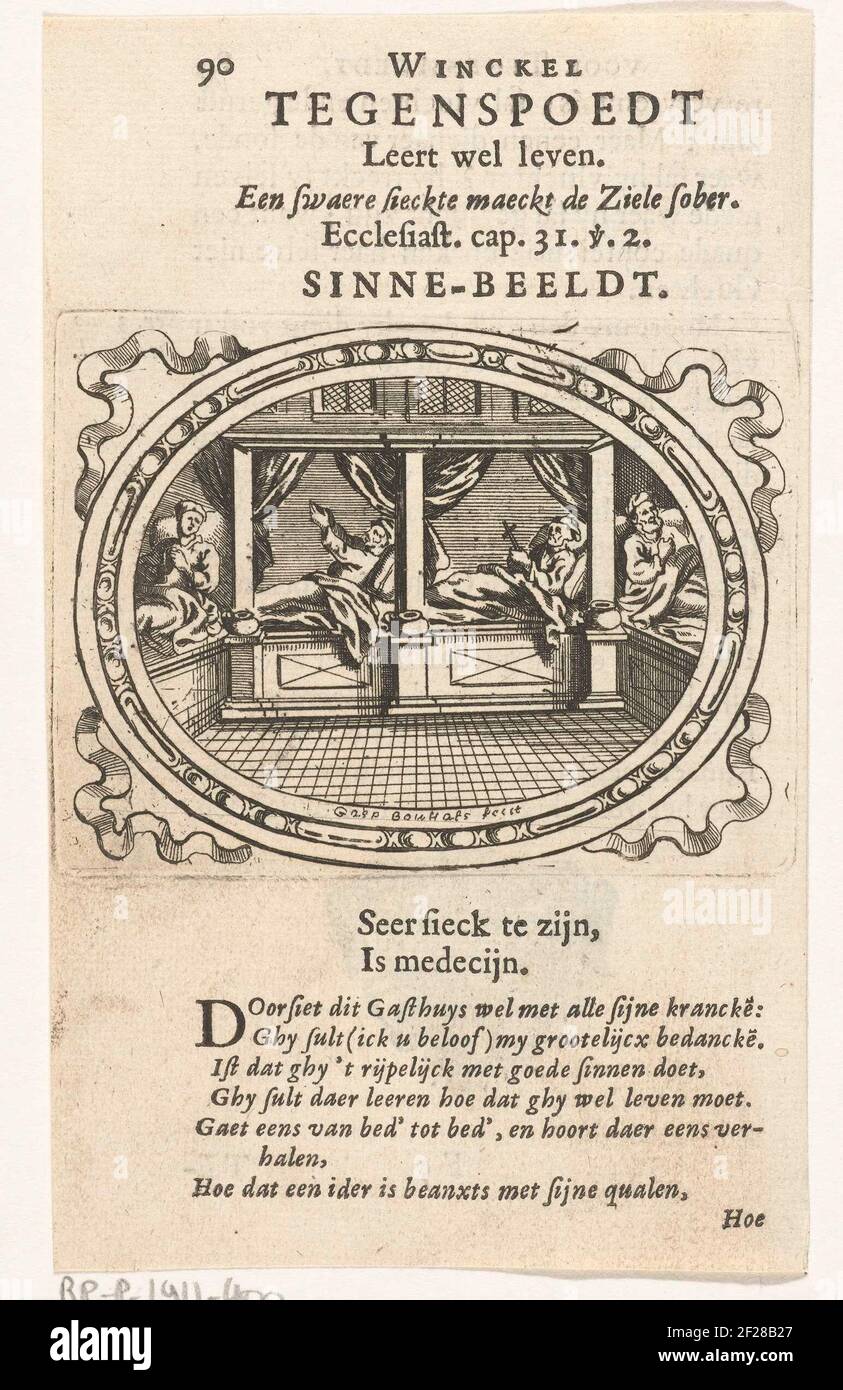 Adversite Apprend A Bien Vivre Presente Apprend La Vie Voorwinckel De Patient Dans La Difficulte Seche Dans Une Cartouche Ovale L Interieur D Une Chambre Dans Un Hopital La Chambre Contient Quatre Fours A