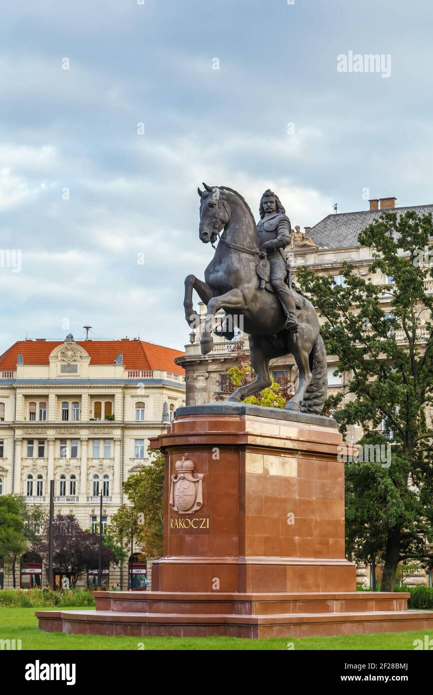 Statue de Ferenc II Rakoczi, Budapest, Hongrie Banque D'Images