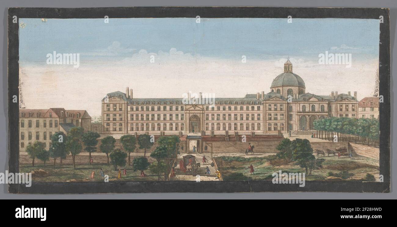 Vue de l'Hôpital de la Salpêtrière à Paris; vue de l'Hôpital Royal de