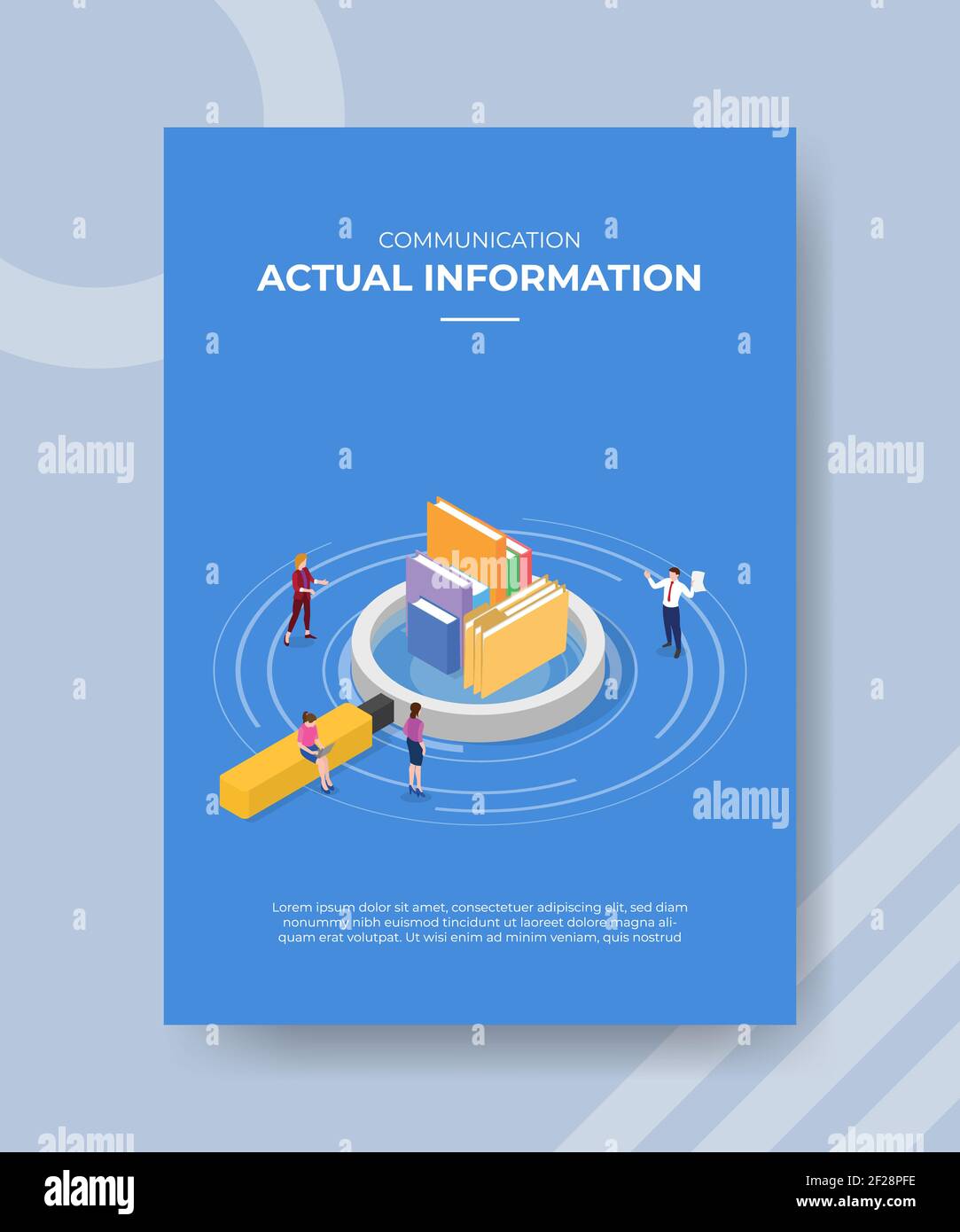 concept d'information réelle pour le modèle de bannière et de prospectus pour l'impression avec illustration vectorielle de style isométrique Banque D'Images