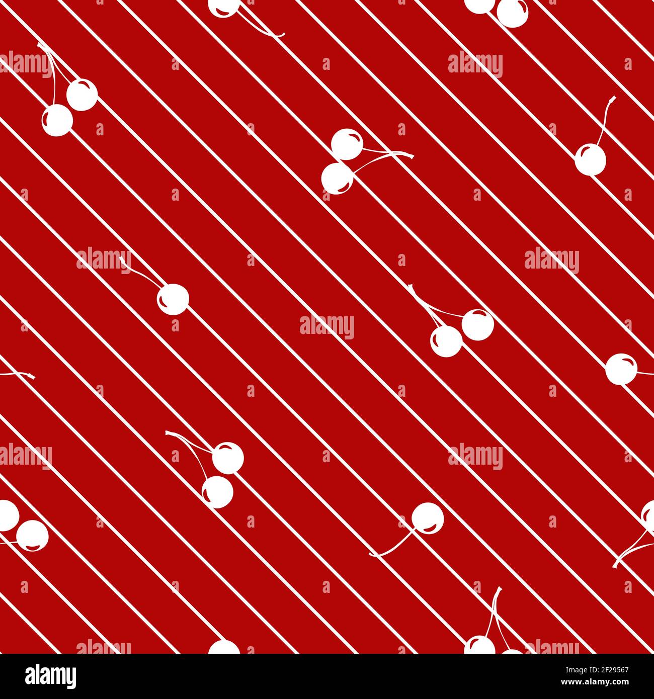 Motif sans couture avec cerises blanches et lignes sur fond rouge. Illustration à rayures de fruits vectorielles. Illustration vecteur lumineux d'été pour printi Illustration de Vecteur