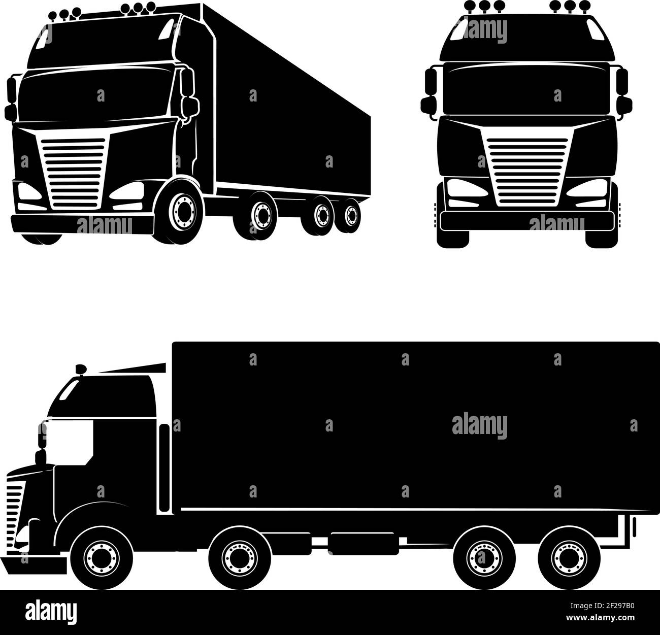 Icône de logo Silhouette Truck noir. Voiture et utilitaire et cabine. Illustration vectorielle Illustration de Vecteur