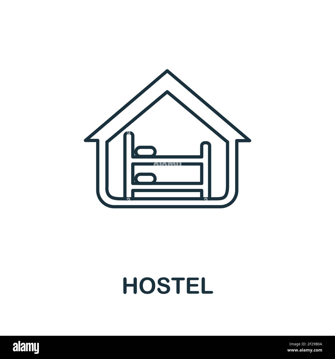 Icône de l'auberge. Elément de ligne simple symbole Hostel pour les modèles, la conception de Web et les infographies Illustration de Vecteur