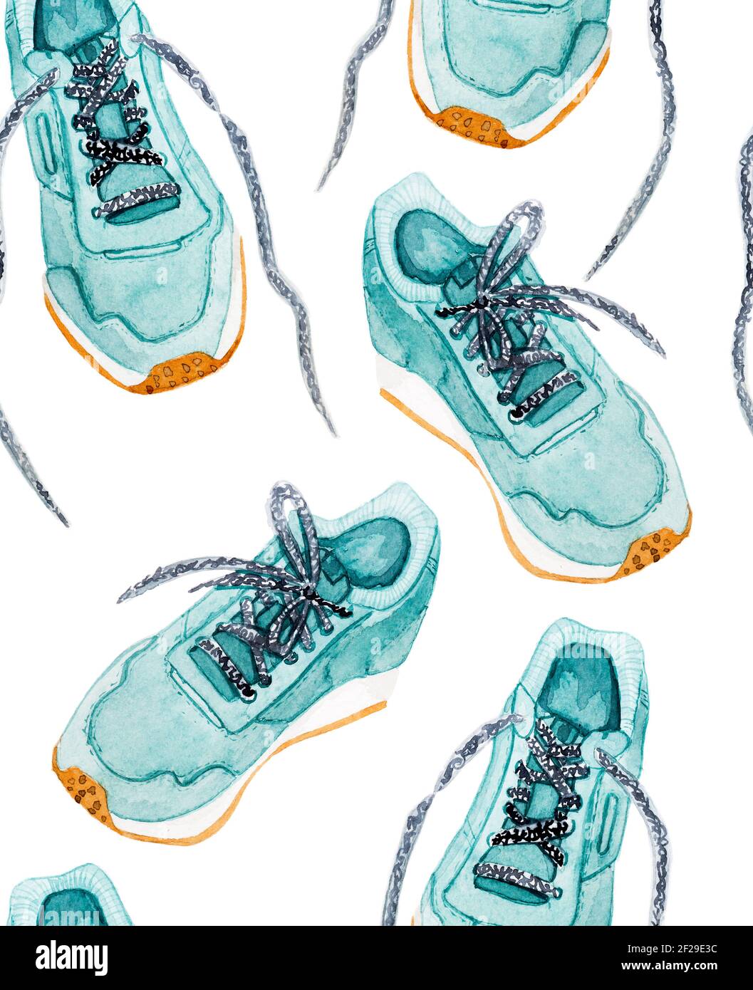 Motif sans couture Sports Mint chaussures Sneakers aquarelle style  illustration isolée sur fond blanc Photo Stock - Alamy
