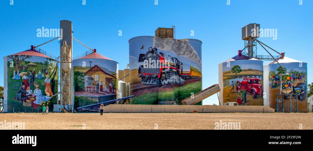 Silo Art à Colbinabbin Panorama, Victoria, Australie Banque D'Images