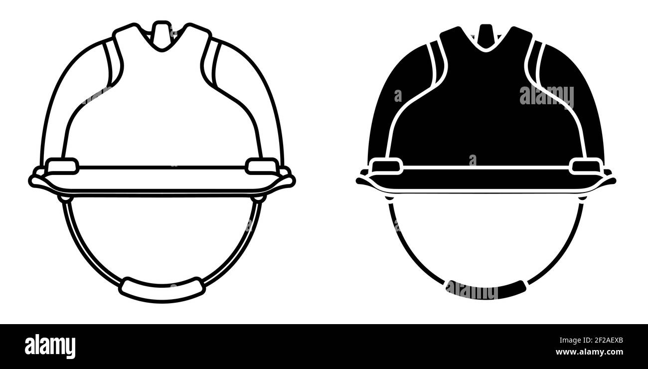 icône casque de construction. Uniforme de protection d'un travailleur dans une production dangereuse. Fête du travail le 1er mai. Vecteur noir et blanc Illustration de Vecteur