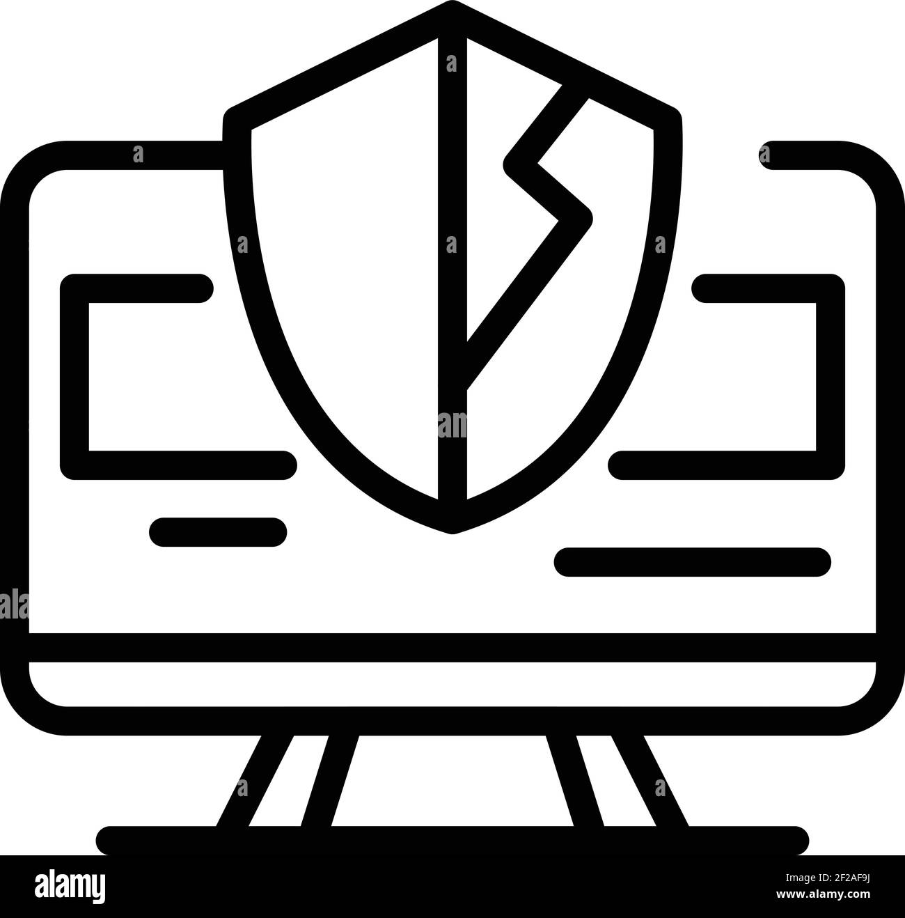 Icône antivirus de l'ordinateur. Contour de l'icône de vecteur antivirus d'ordinateur pour la conception Web isolée sur fond blanc Illustration de Vecteur