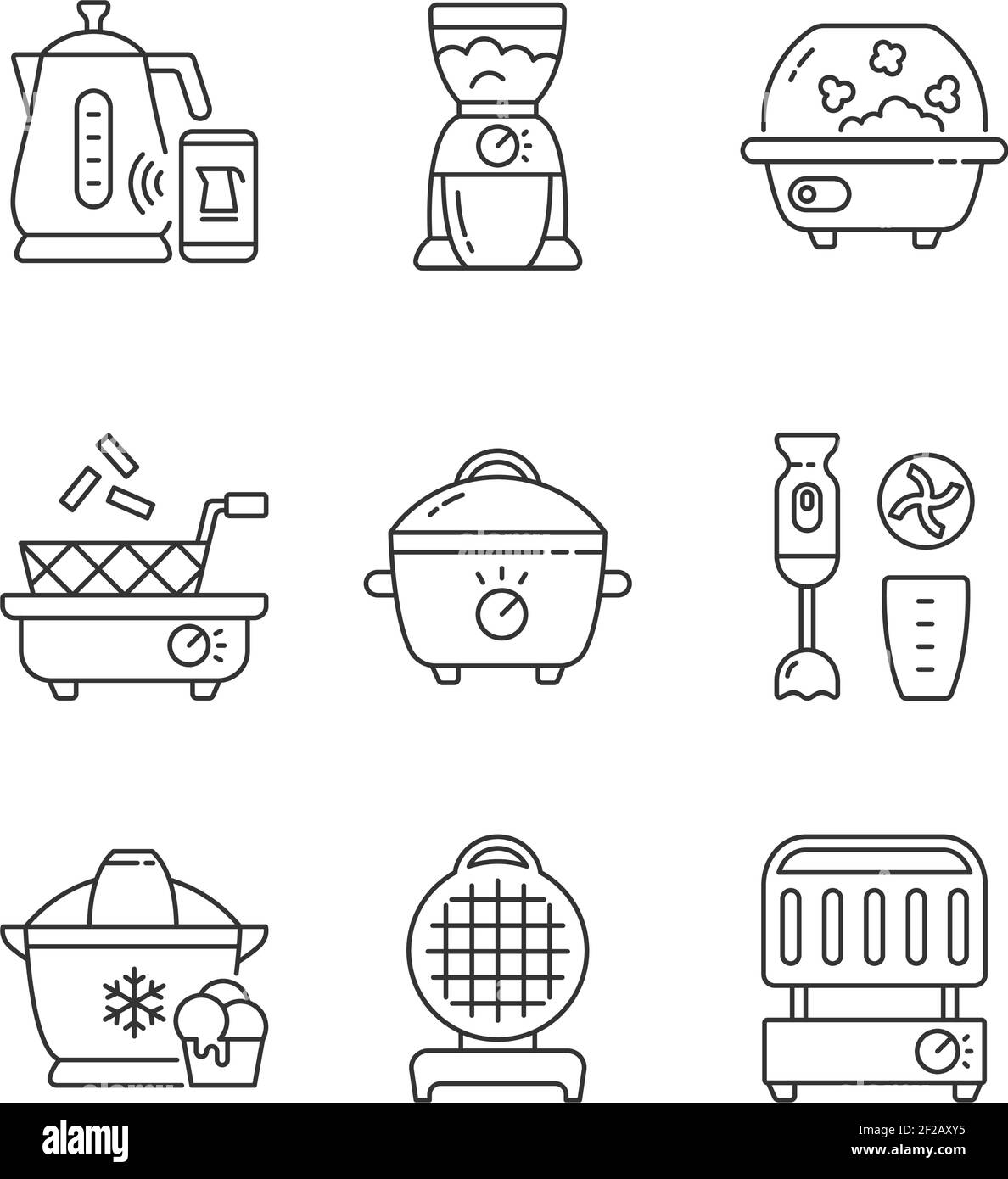 Jeu d'icônes linéaires pour appareils de cuisson électriques Illustration de Vecteur