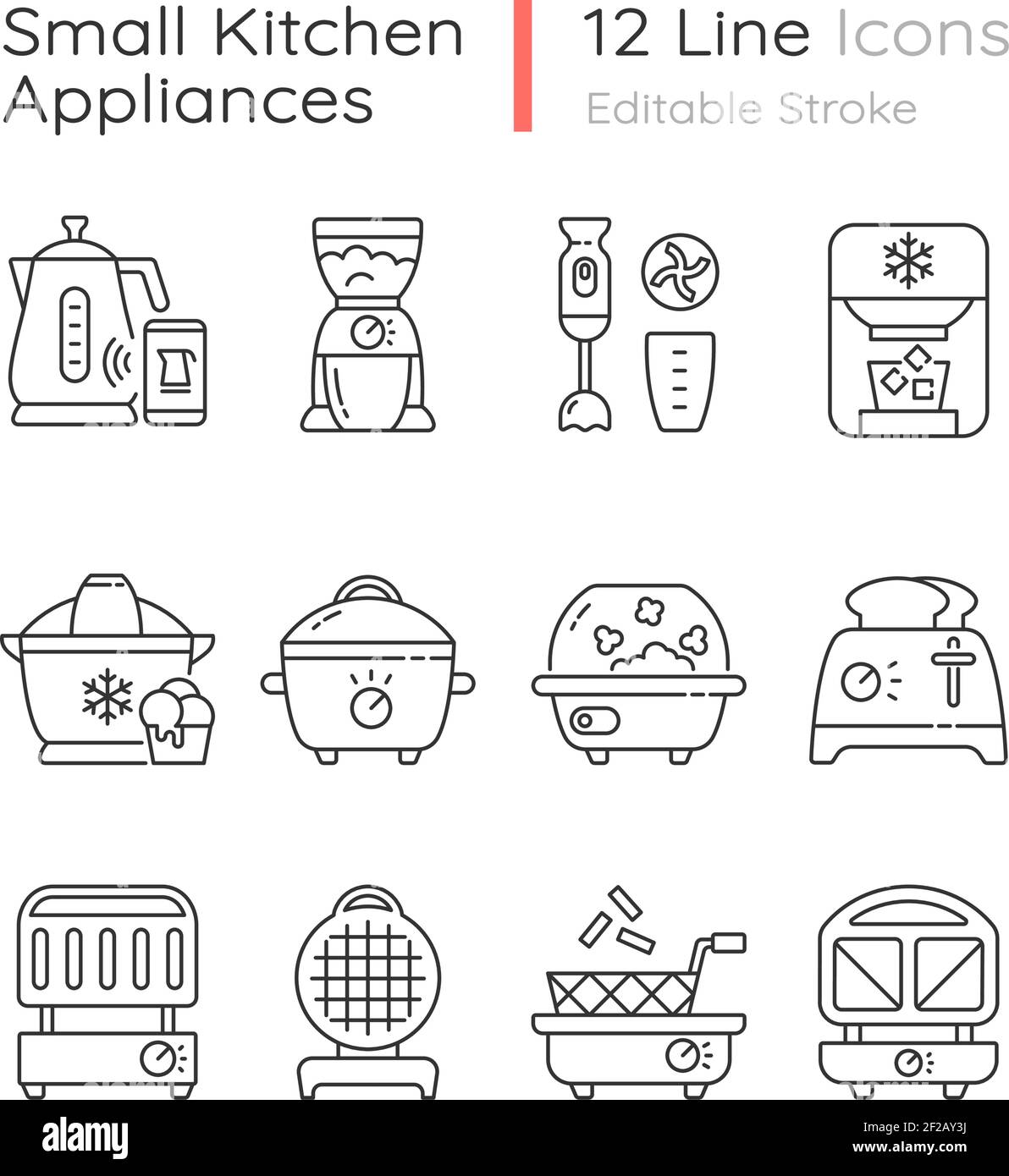 Ensemble de petites icônes linéaires pour appareils de cuisine Illustration de Vecteur