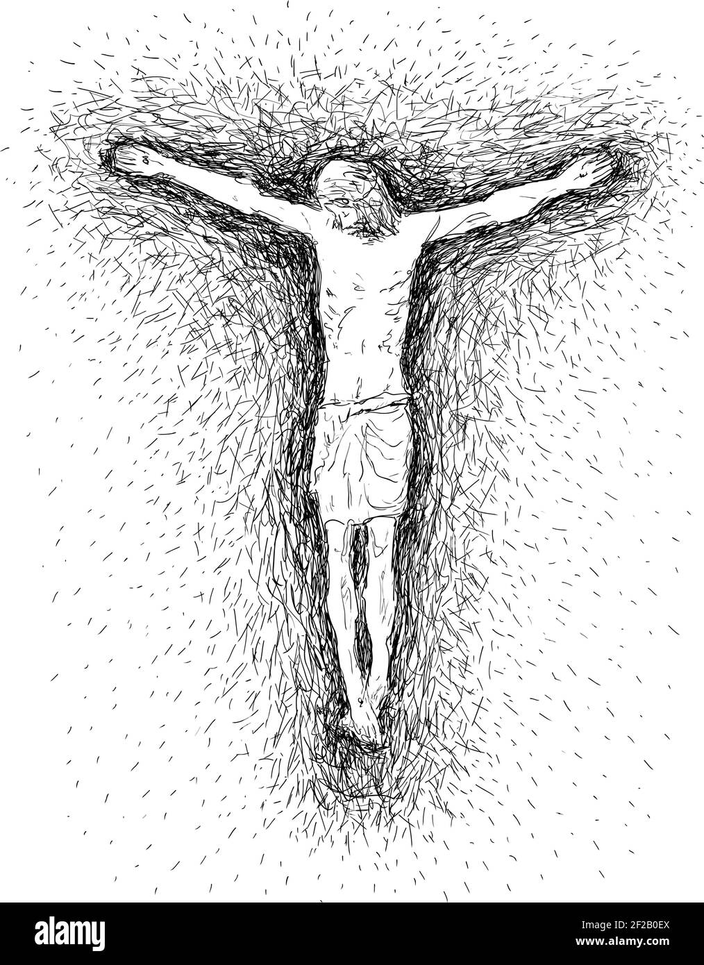 Jésus Christ a crucifié sur la croix. Religion chrétienne et catholique. Illustration vectorielle. Illustration de Vecteur