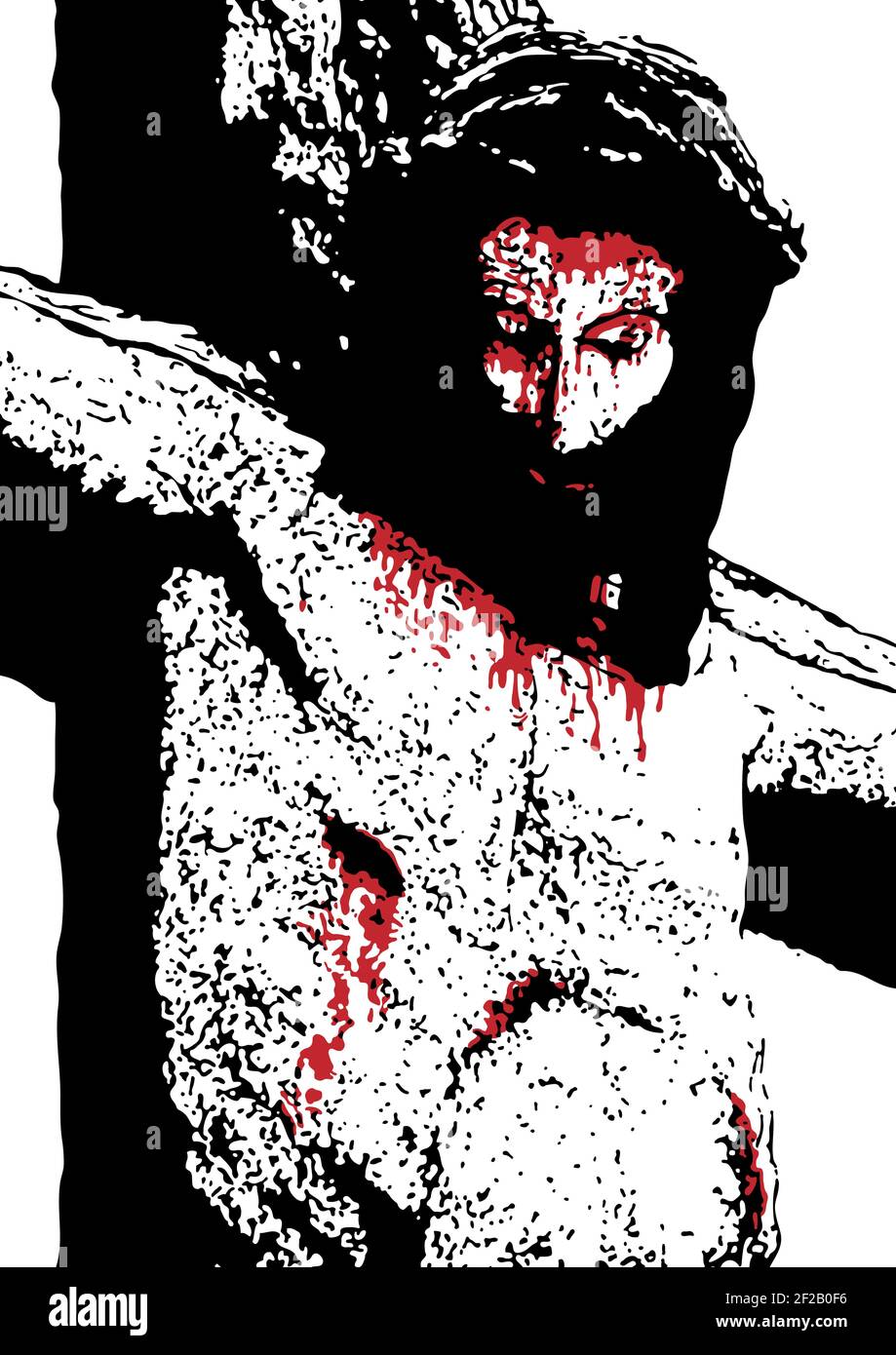 Jésus Christ a crucifié sur la croix. Religion chrétienne et catholique. Illustration vectorielle. Illustration de Vecteur