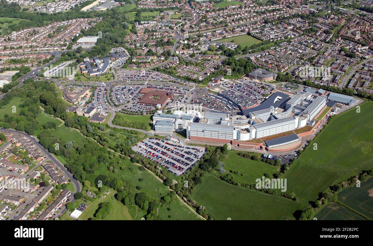 Vue aérienne de l'hôpital universitaire de Coventry & Warwickshire, Coventry, Royaume-Uni Banque D'Images