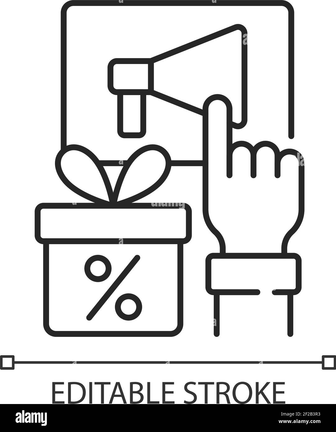Partagez votre billet pour obtenir une réduction de l'icône linéaire noire pour la lumière thème Illustration de Vecteur