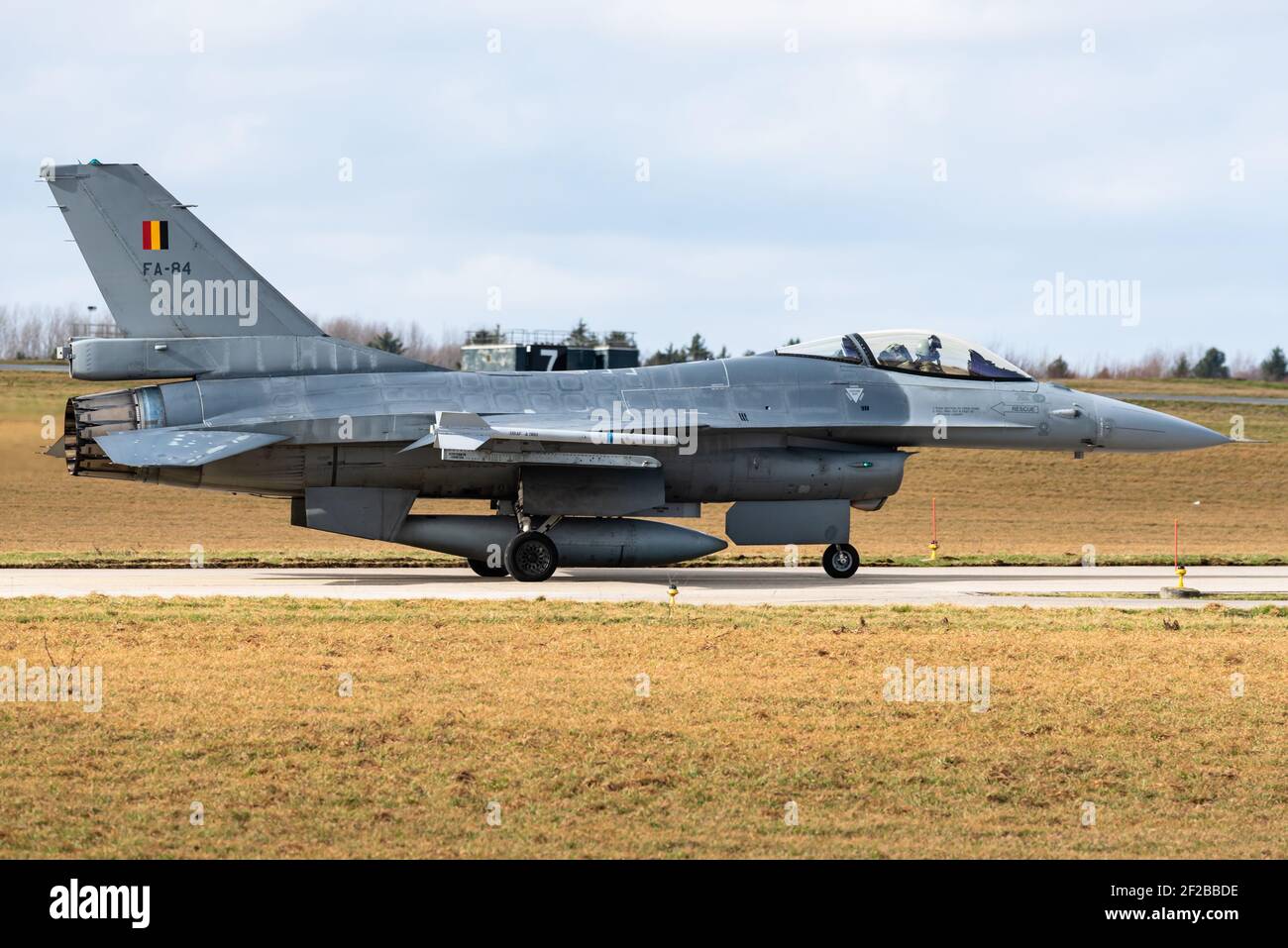 Un avion de chasse F16 de Lockheed Fighting Falcon de l'armée de l'air belge à la base aérienne