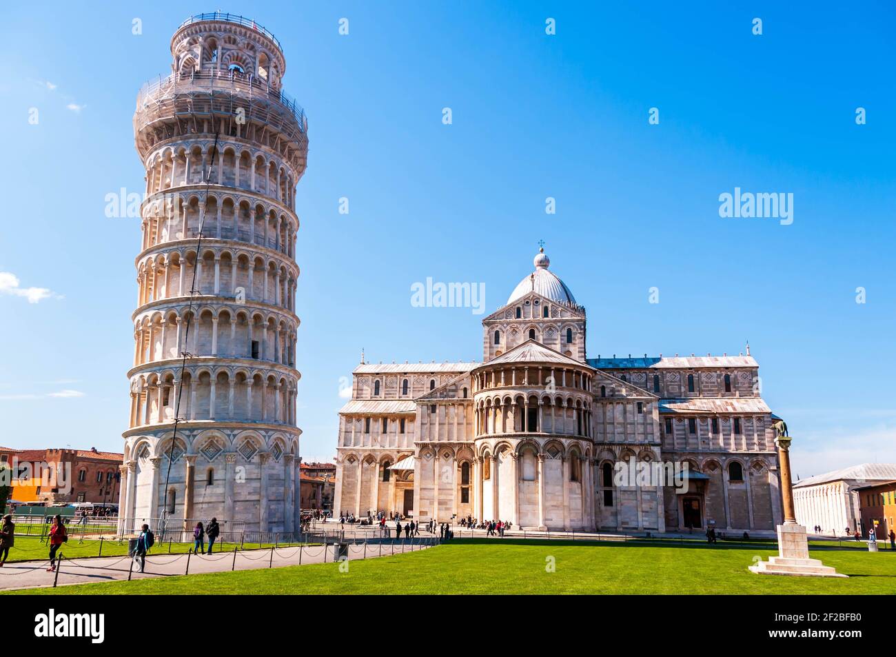 Campanile et Cathédrale de Pise en Toscane, Italie Banque D'Images