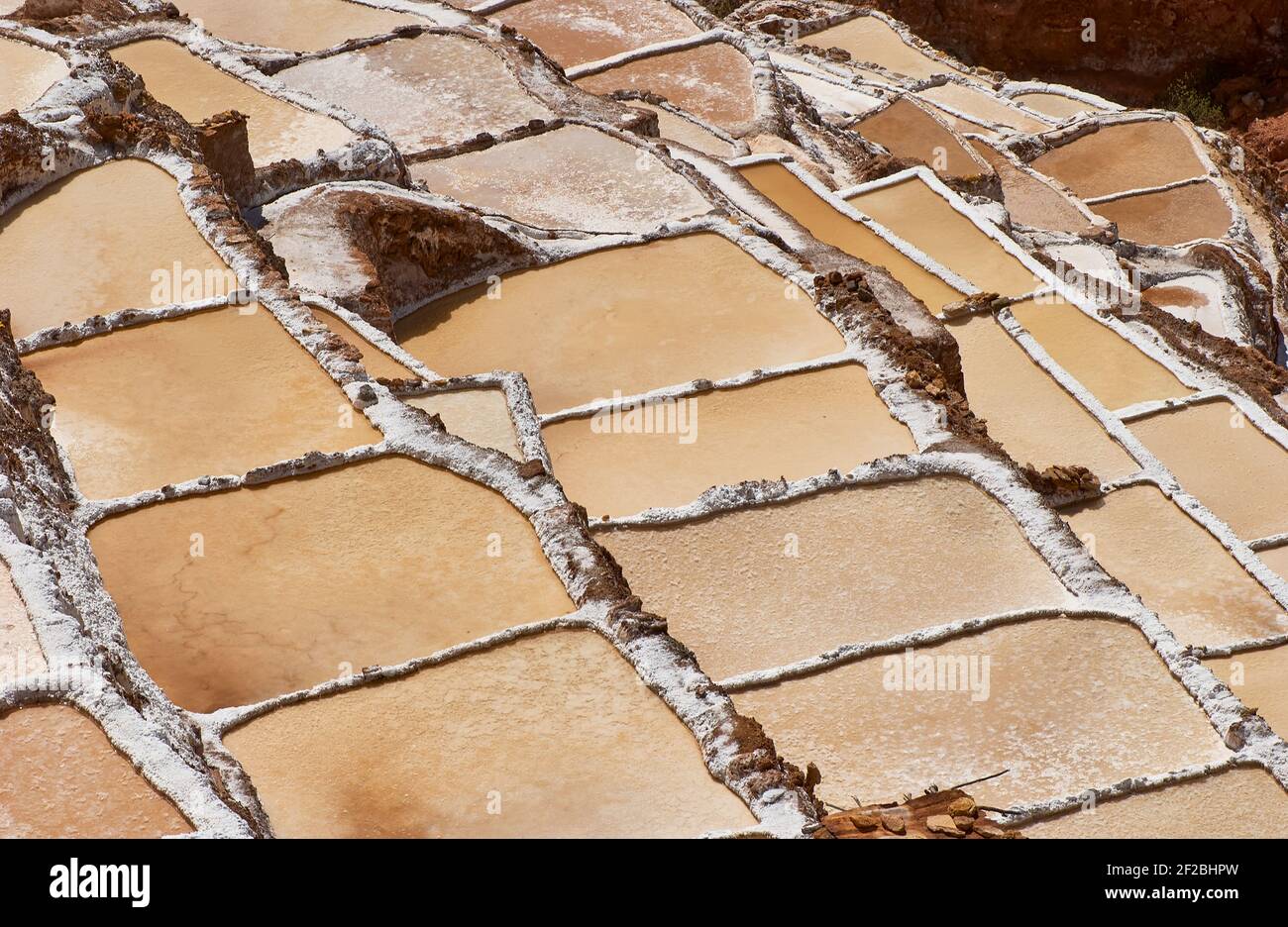 Marmites de sel inca, terrasses de sel et salin de Pichintoto, Salineras de Maras, Vallée Sacrée des Incas, Urubamba près de Cusco, Pérou Banque D'Images