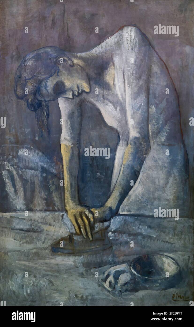 Femme de repassage, l'ironer, la repasseuse, Pablo Picasso, 1904, Musée Solomon R. Guggenheim, Manhattan, New York, États-Unis, Amérique du Nord Banque D'Images