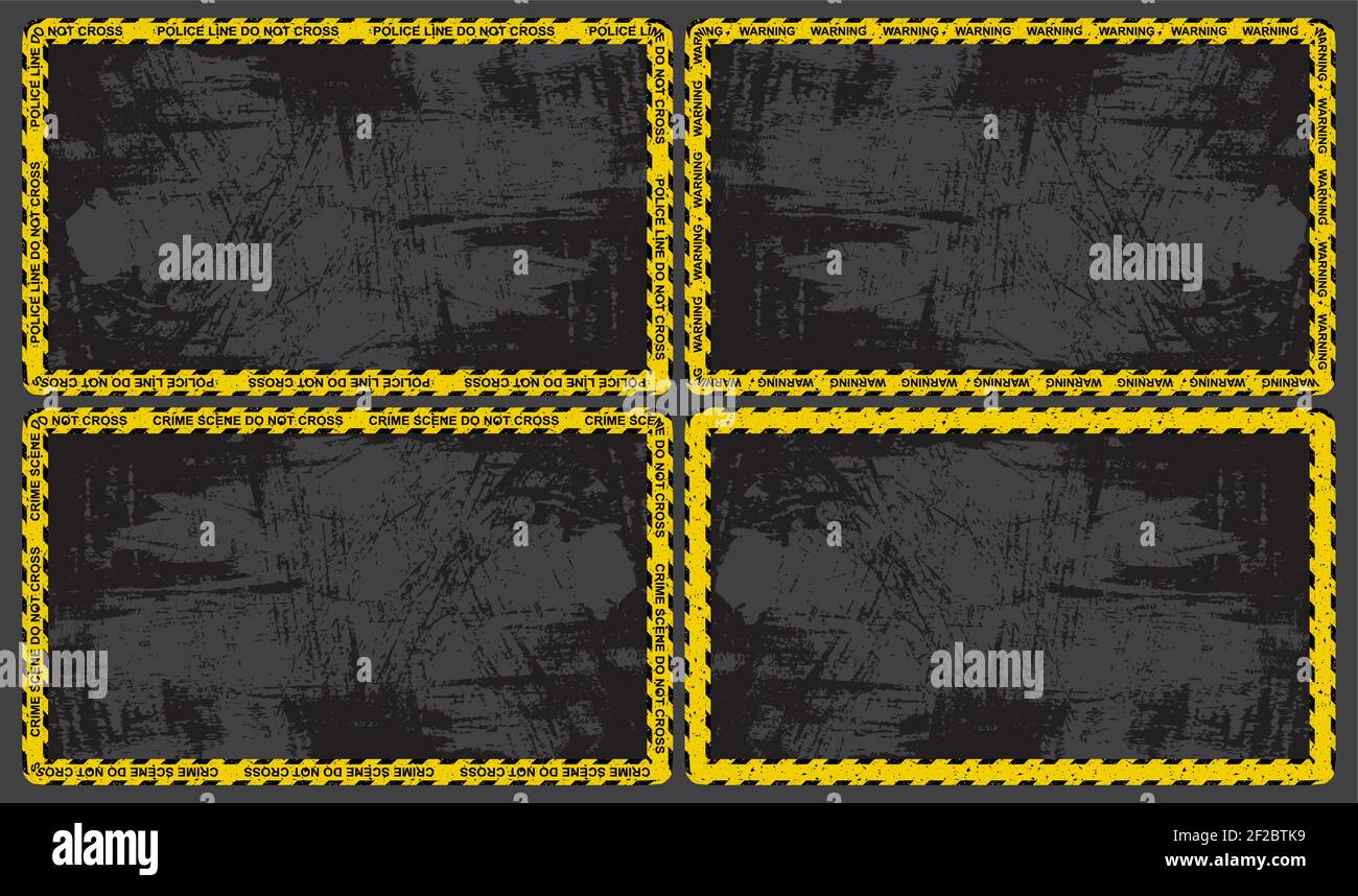 Bordure de bande d'avertissement avec grunge vide pour le texte. Bandes noires et jaunes sur le ruban. Excellent pour le cadre de fond de la preuve de meurtre. Illustration de Vecteur