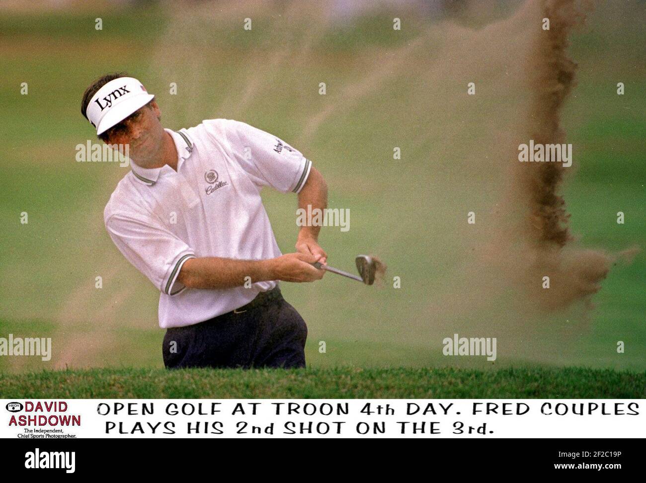 Fred couples à l'Open Golf Championship Troon juillet 1997 joue son deuxième tir sur le 3ème Banque D'Images