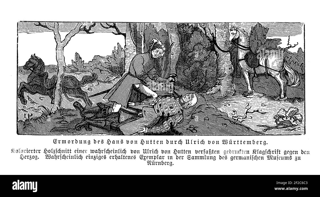 Le meurtre en 1515 de Hans von Hutten par Ulrich, duc de Wuerttemberg, Hans était un parent d'Ulrich von Hutten qui a écrit des satires dures contre le duc Banque D'Images