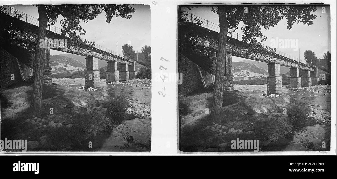 Pont del carril de Sant Quirze de Besora. Banque D'Images