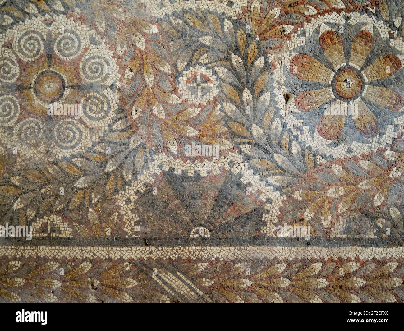 Mosaïque géométrique de la Villa Romana del Tellaro Banque D'Images