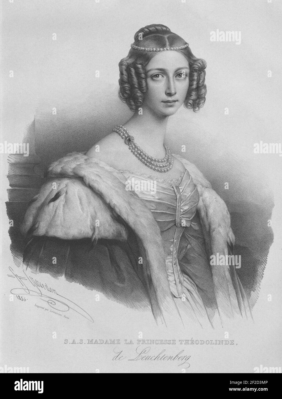 Portrait de la princesse Théolinde de Leuchtenberg. Banque D'Images