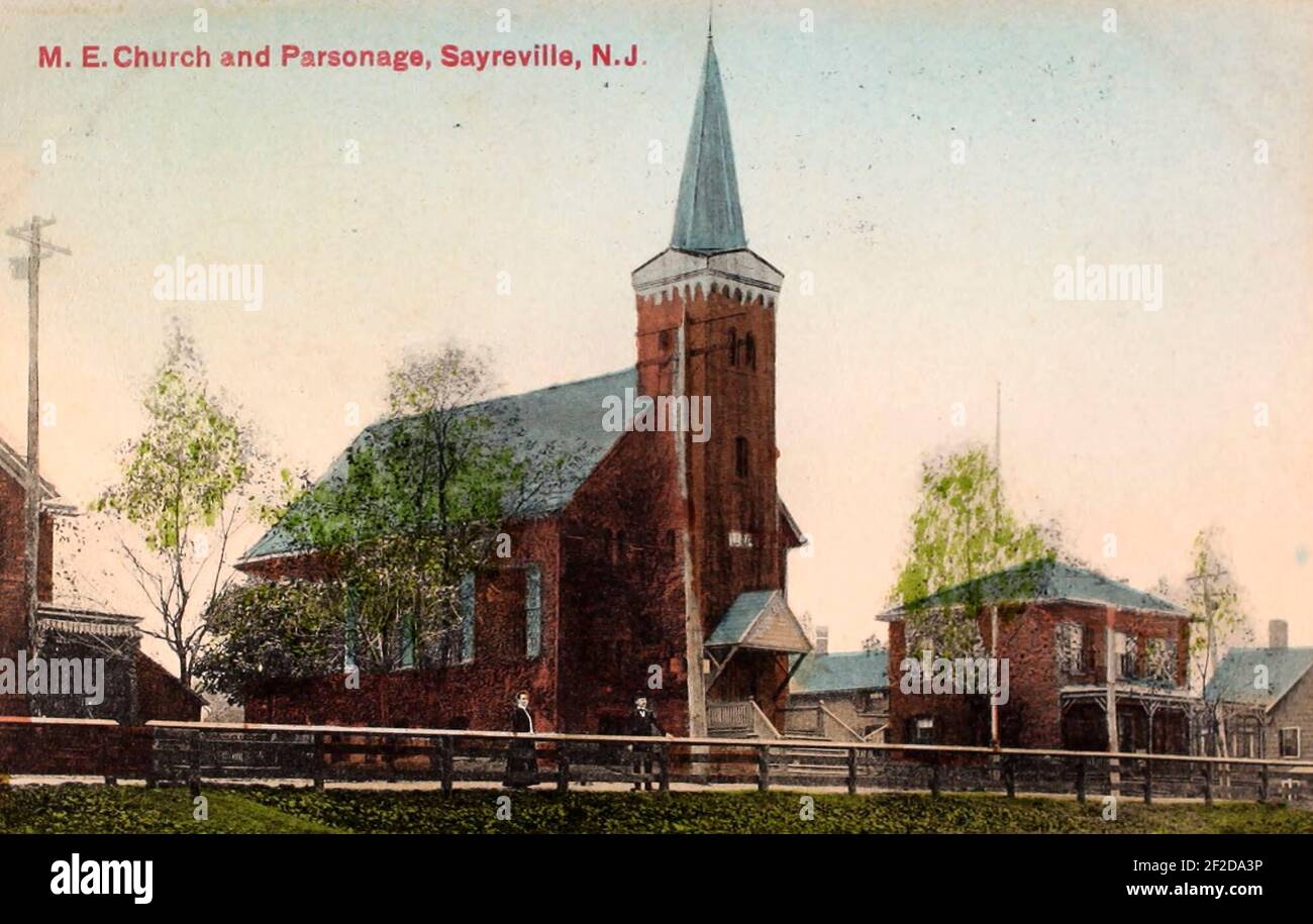 M. E. Church and Parsonage, Sayreville, NJ, vers 1910 Banque D'Images