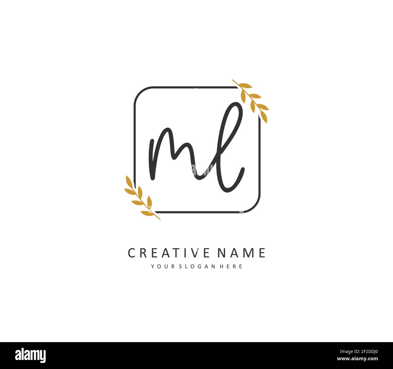 ML écriture manuscrite initiale et logo de signature. Un concept d'écriture manuscrite logo initial avec élément de modèle. Illustration de Vecteur