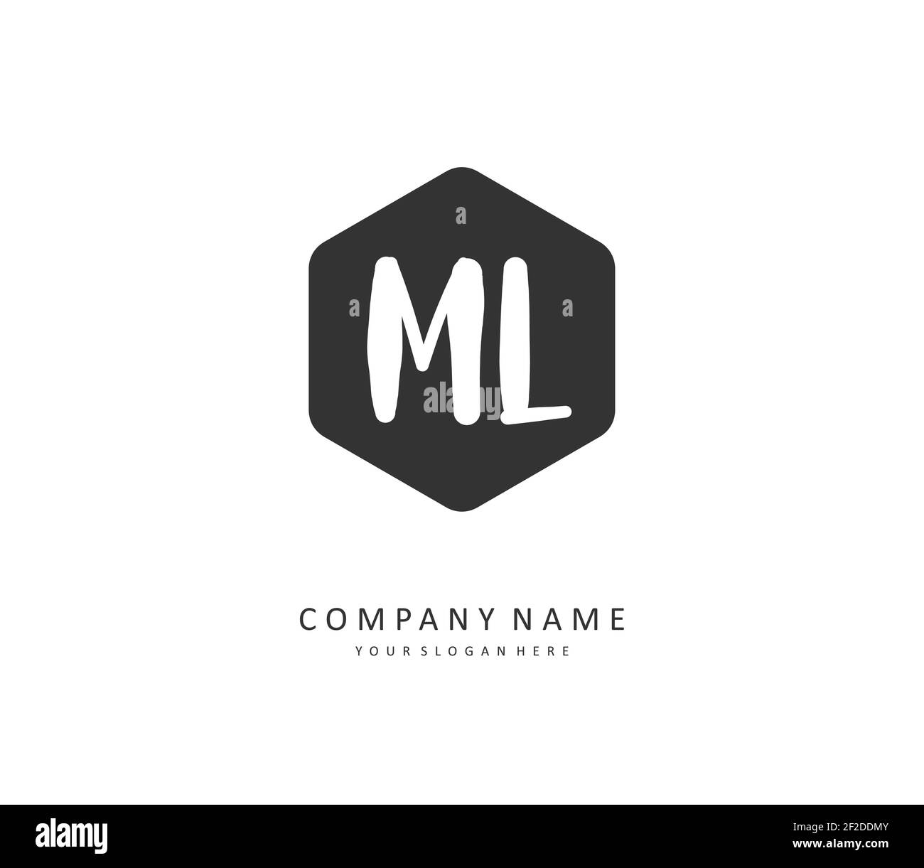 ML écriture manuscrite initiale et logo de signature. Un concept d'écriture manuscrite logo initial avec élément de modèle. Illustration de Vecteur