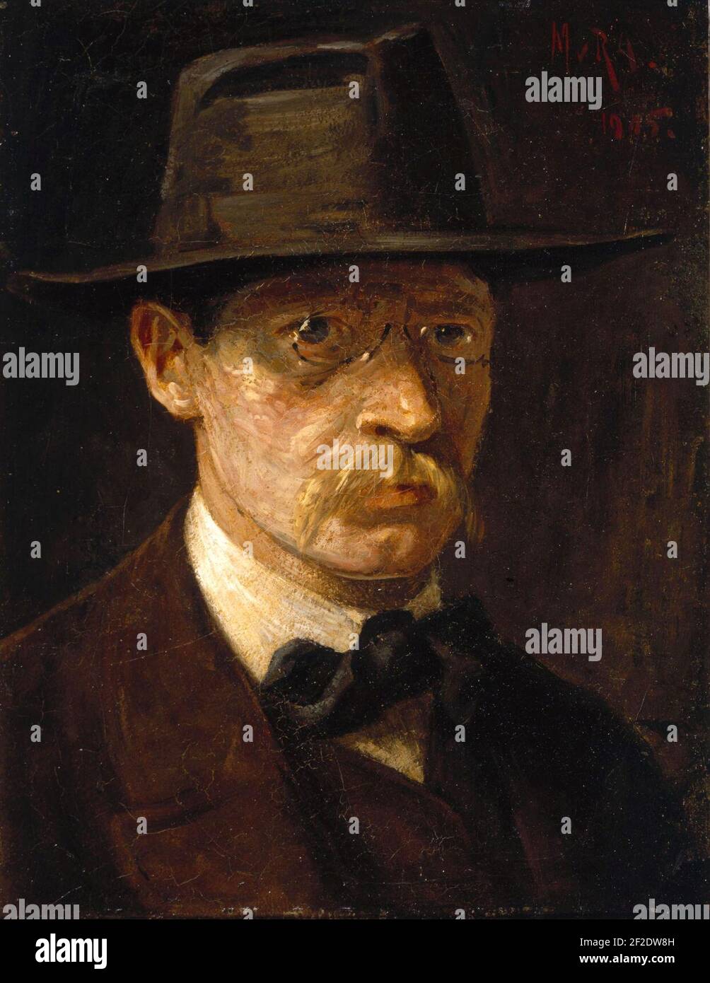 Portret van een man (1905) van Martinus van Retteren Altena. Banque D'Images