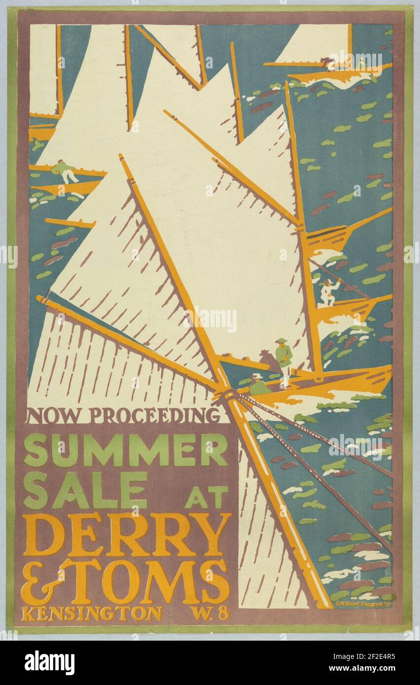 Poster, soldes d'été à Derry et Tom's, Londres, 1919 Banque D'Images