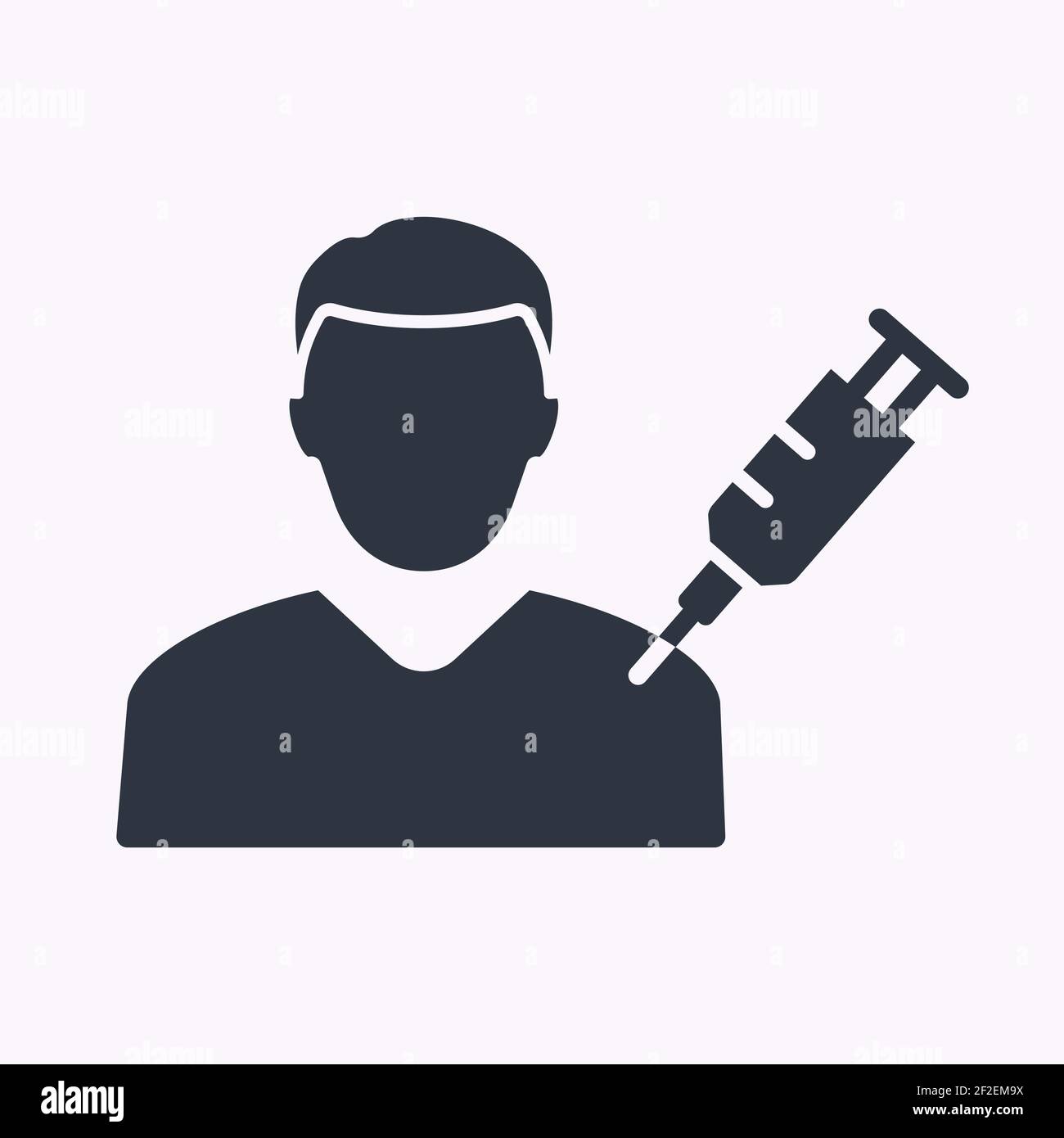 Icône de glyphe homme et seringue sur fond blanc. Illustration vectorielle. Illustration de Vecteur