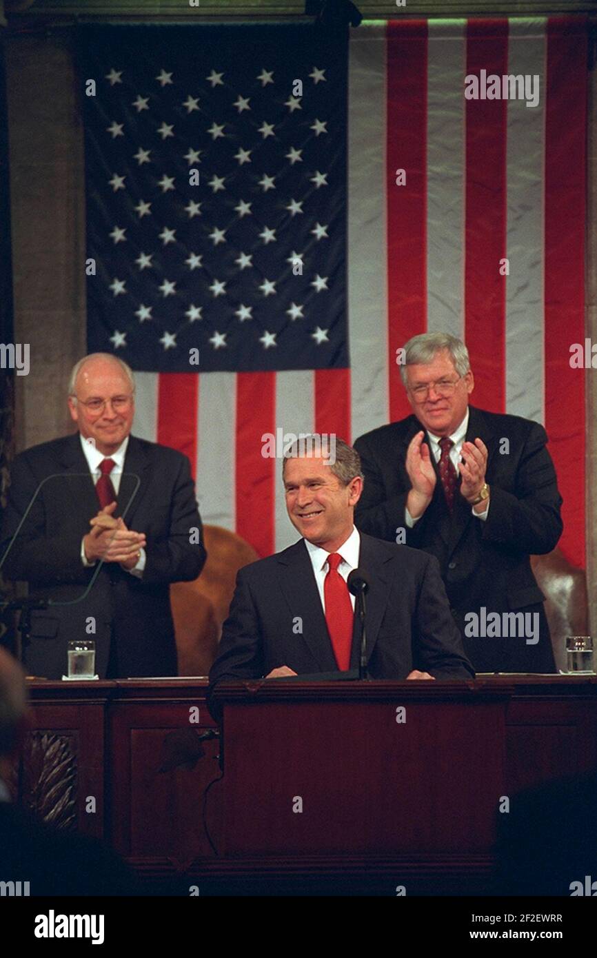 Président George W. Bush Remarques à la session conjointe du Congrès. Banque D'Images