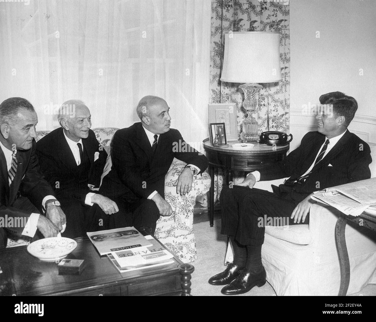 Le Président John F. Kennedy rencontre le Premier Ministre italien, Amintore Fanfani (02). Banque D'Images